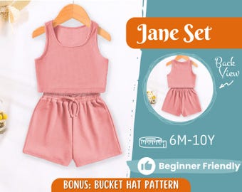 Patrón de top y shorts para niños, patrón de top, patrón para niños, patrón en PDF, patrón para principiantes, patrón de costura para niños pequeños, patrón de shorts, top fácil