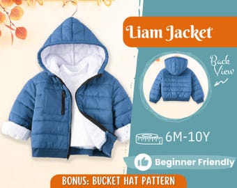 Patrón de chaqueta para niños, patrón de chaqueta, patrón para niños, patrón en PDF, patrón para principiantes, patrón de costura para niños pequeños, patrón de chaqueta para niños