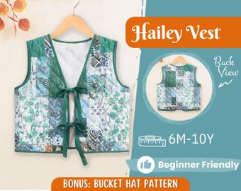 Vest Sewing Pattern for Kids, Kids Vest, Kids Pattern, PDF Pattern, Beginner Pattern, Sewing Pattern Toddlers, Patchwork Vest Pattern