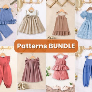 Barnpaket, Overaller för barn, Symönster för barn PDF, PDF-mönster, Jumpsuitmönster, Barnsömnadsmönster, Barnmönster, Flickklänning
