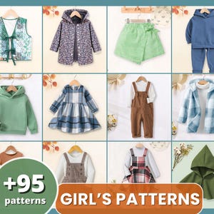 Peut inclure: Une collection de plus de 95 patrons de vêtements pour filles. Les patrons comprennent une variété de styles, tels que des robes, des jupes, des hauts, des pantalons et des vestes. Les patrons sont disponibles dans une variété de tailles.