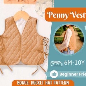 Vest Sewing Pattern for Kids, Kids Vest, Kids Pattern, PDF Pattern, Beginner Pattern, Sewing Pattern Toddlers, Quilted Vest Pattern
