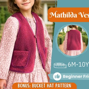 Vest Sewing Pattern for Kids, Teddy Vest Pattern, Kids Pattern, PDF Pattern, Beginner Pattern, Sewing Pattern Toddlers, Kids Vest Pattern