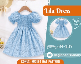 Kleider Schnittmuster für Kinder, Kleider Schnittmuster, Kinder Schnittmuster, Sommer Kleid Schnittmuster, Anfänger Schnittmuster, Anfänger Schnittmuster, PDF Schnittmuster