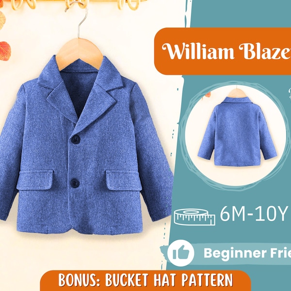 Blazer Sewing Pattern for Kids, Kids Blazer, Kids Pattern, PDF Pattern, Beginner Pattern, Sewing Pattern Toddlers, Kids Jacket Pattern