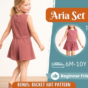 Molde de blusa e shorts para crianças, Molde de blusa, Molde infantil, Molde em PDF, Molde para iniciantes, Molde de costura para bebês, Molde de shorts, Blusa fácil