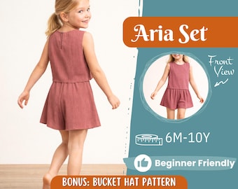 Patrón de top y shorts para niños, patrón de top, patrón para niños, patrón en PDF, patrón para principiantes, patrón de costura para niños pequeños, patrón de shorts, top fácil
