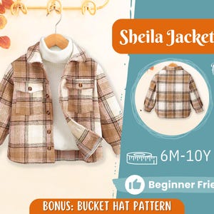 Modello di cucito per giacca per bambini, modello di giacca camicia, modello per bambini, modello PDF, modello per principianti, modello di cucito per bambini piccoli, modello di camicia