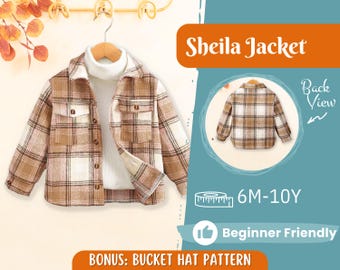 Jacket Sewing Pattern for Kids, Shirt Jacket Pattern, Kids Pattern, PDF Pattern, Beginner Pattern, Sewing Pattern Toddlers, Shirt Pattern