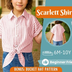 Shirt Sewing Pattern for Kids, Girl&#39;s Shirt Pattern, Kids Pattern, PDF Pattern, Beginner Pattern, Sewing Pattern Toddlers, Kids Top Pattern