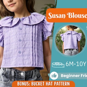 Top naaipatroon voor kinderen, blousepatroon, kinderpatroon, meisjespatroon, beginnerspatroon, naaipatroon peuters, pdf-patroon