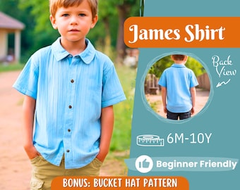 Shirt Sewing Pattern for Kids, Boy&#39;s Shirt Pattern, Kids Pattern, PDF Pattern, Beginner Pattern, Sewing Pattern Toddlers, Kids Shirt Pattern