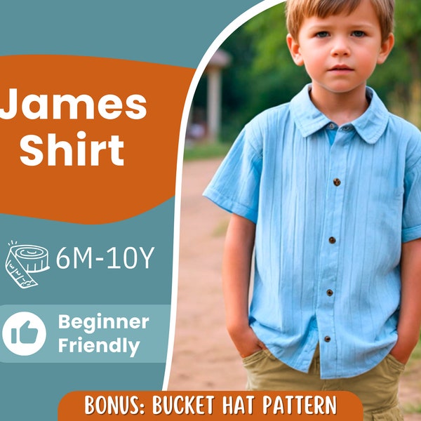 Shirt Sewing Pattern for Kids, Boy's Shirt Pattern, Kids Pattern, PDF Pattern, Beginner Pattern, Sewing Pattern Toddlers, Kids Shirt Pattern