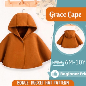 Cape Sewing Pattern for Kids, Capelet Pattern, Kids Pattern, Easy PDF Pattern, Beginner Pattern, Sewing Pattern Toddlers, Baby Pattern