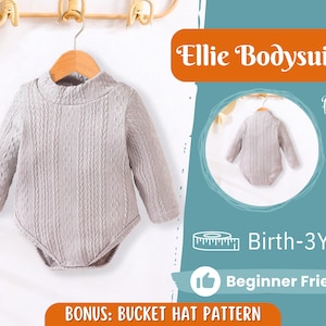 Long Sleeve Banded Bodysuit Sewing Pattern for Kids, Onesie Pattern, Kids Pattern, Beginner Pattern, Sewing Pattern Toddlers, Baby Pattern