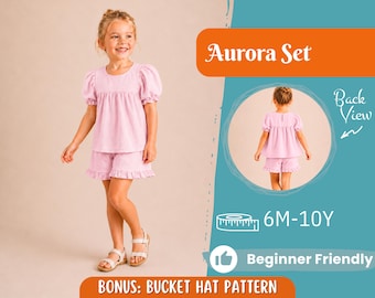 Patrón de top y shorts para niños, patrón de top, patrón para niños, patrón en PDF, patrón para principiantes, patrón de costura para niños pequeños, patrón de shorts, top fácil
