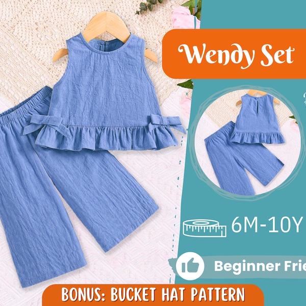 Patrón de top y pantalón para niños, patrón de top, patrón para niños, patrón en PDF, patrón para principiantes, patrón de costura para niños pequeños, patrón de pantalón