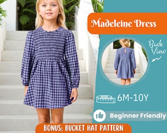 Dress Sewing Pattern for Kids, Girl Dress Pattern, Kids Pattern, PDF Pattern, Beginner Pattern, Sewing Pattern Toddlers, Girl Sewing Pattern