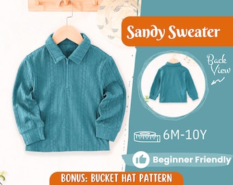 Pullover Schnittmuster für Kinder, Sweatshirt Schnitt, Kinder Schnittmuster, PDF Schnittmuster, Anfänger Schnittmuster, Schnittmuster Kleinkinder, Kinder Sweatshirt