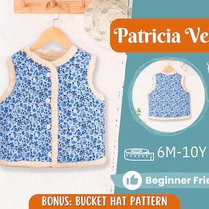Vest Sewing Pattern for Kids, Teddy Vest Pattern, Kids Pattern, PDF Pattern, Beginner Pattern, Sewing Pattern Toddlers, Kids Vest Pattern