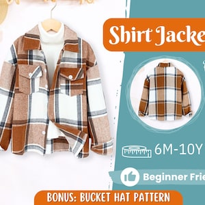 Jacket Sewing Pattern for Kids, Shirt Jacket Pattern, Kids Pattern, PDF Pattern, Beginner Pattern, Sewing Pattern Toddlers, Shirt Pattern