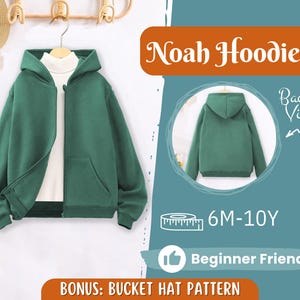 Modello di cucito per felpa con cappuccio per bambini, modello di felpa, modello per bambini, modello PDF, modello per principianti, modello di cucito per bambini piccoli, modello di felpa con cappuccio per ragazzo