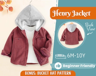 Patrón de chaqueta para niños, patrón de chaqueta, patrón para niños, patrón en PDF, patrón para principiantes, patrón de costura para niños pequeños, patrón de chaqueta para niños