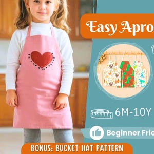 Apron Sewing Pattern for Kids, Apron Pattern, Kids Pattern, Pinafore Pattern, Beginner Pattern, Sewing Pattern Toddlers, Baby Sewing Pattern
