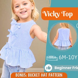 Toppatroon voor kinderen, toppatroon, kinderpatroon, meisjespatroon, beginnerspatroon, naaipatroon peuters, pdf-patroon