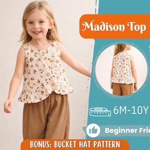 Top Sewing Pattern for Kids, Top Pattern, Kids Pattern, Girl Pattern, Beginner Pattern, Sewing Pattern Toddlers, PDF Pattern