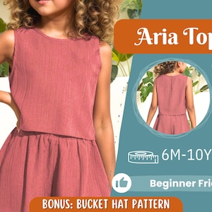 Modello di cucito per top per bambini, modello di top, modello per bambini, modello per bambina, modello per principianti, modello di cucito per bambini piccoli, modello PDF