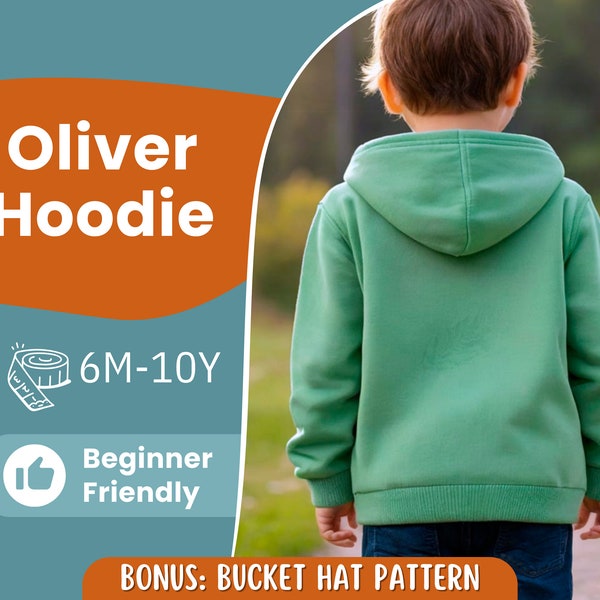 Hoodie-Schnittmuster für Kinder, Sweatshirt-Muster, Kindermuster, PDF-Muster, Anfängermuster, Schnittmuster für Kleinkinder, Jungen-Hoodie-Muster