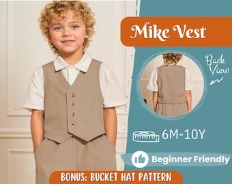Weste Schnittmuster für Kinder, Kinderweste, Kinder-Schnittmuster, PDF Muster, Anfänger-Muster, Schnittmuster Kleinkinder, Kinder Elegantes Weste-Muster