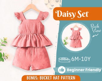 Patrón de top y shorts para niños, Patrón de top, Patrón para niños, Patrón en PDF, Patrón para principiantes, Patrón de costura para bebés, Patrón de shorts, Top para niños