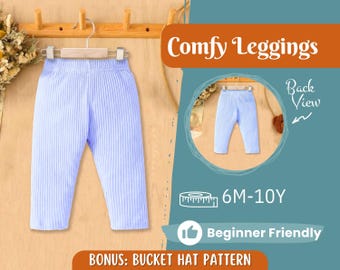 Patrón de costura para leggings para niños, Patrón de leggings, Patrón de costura para niños, Patrón de costura para bebés, Patrón para principiantes, Patrón de costura para niños pequeños