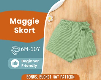 Skort Naaipatroon voor kinderen, Skort Patroon, Kinderpatroon, PDF-patroon, Beginnerspatroon, Naaipatroon Peuters, Babypatroon, Meisjesrok