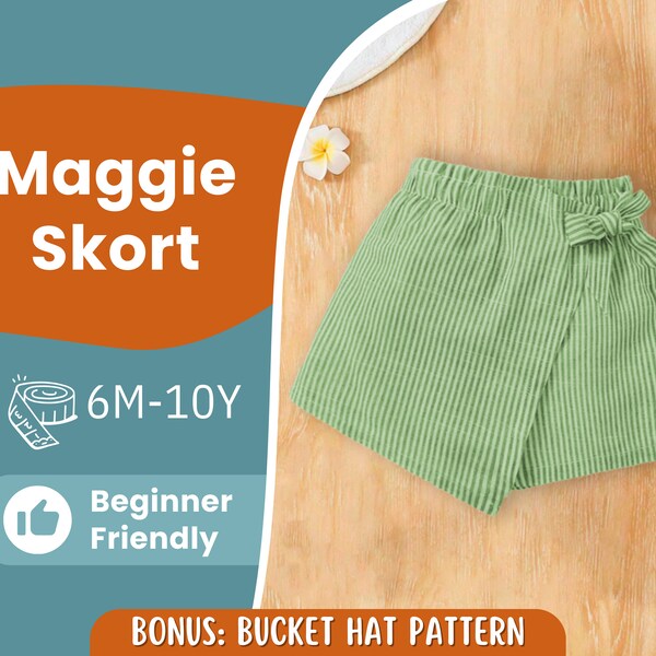 Skort-Schnittmuster für Kinder, Skort-Muster, Kindermuster, PDF-Muster, Anfängermuster, Schnittmuster für Kleinkinder, Babymuster, Mädchenrock