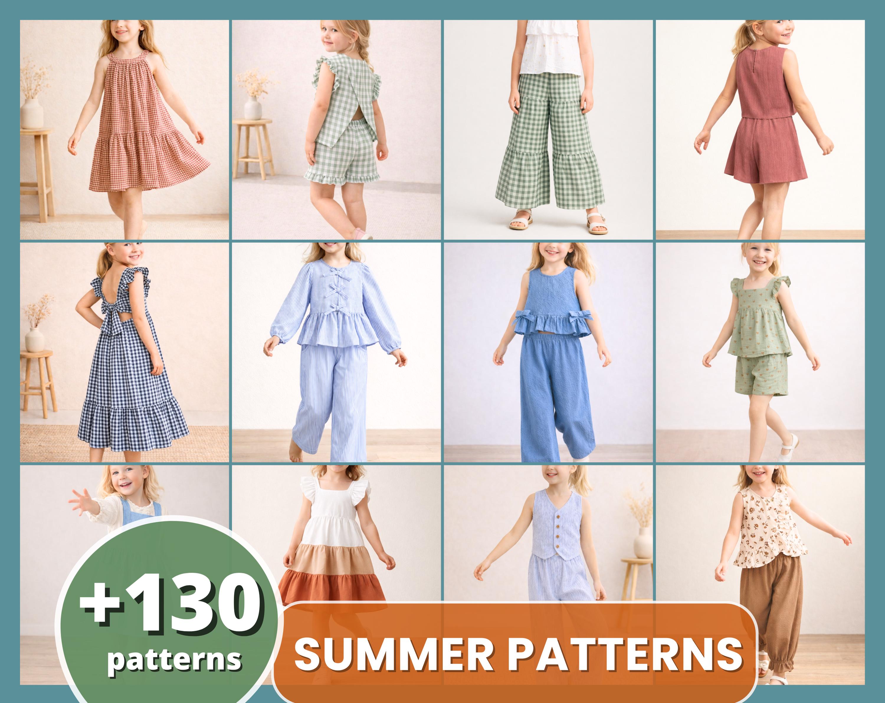 Kids Sewing Patterns Bundle, Sewing Patterns, Kids Patterns, Summer ...