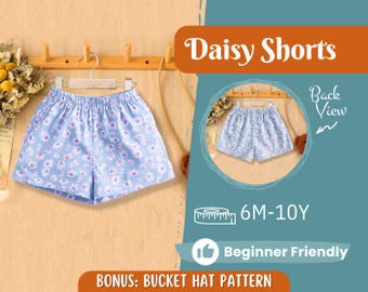 Patrón de costura para pantalones cortos para niños, Patrón de pantalones cortos, Patrón para niños, Patrón en PDF, Patrón para principiantes, Patrón de costura para bebés, Patrón de costura para bebés