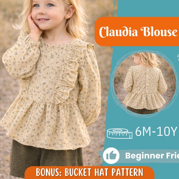 Girl Blouse Pattern, Sewing Pattern for Kids, Kids Pattern, Toddler Blouse Pattern, Beginner Pattern, Sewing Pattern Toddlers, Baby Pattern