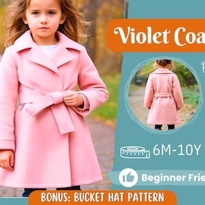 Coat Sewing Pattern for Kids, Girl Coat Pattern, Kids Pattern, PDF Pattern, Beginner Pattern, Sewing Pattern Toddlers, Kids Jacket Pattern