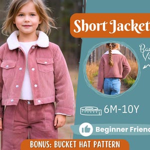 Jacket Sewing Pattern for Kids, Short Jacket Pattern, Kids Pattern, PDF Pattern, Beginner Pattern, Sewing Pattern Toddlers, Coat Pattern