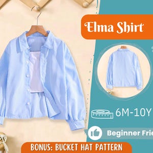 Shirt Sewing Pattern for Kids, Girl Shirt Pattern, Kids Pattern, PDF Pattern, Beginner Pattern, Sewing Pattern Toddlers, Kids Shirt Pattern