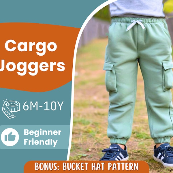 Cargo Joggers Sewing Pattern for Kids, Pants Pattern, Kids Pattern, Joggers Pattern, Beginner Pattern, Sewing Pattern Toddlers, PDF Pattern