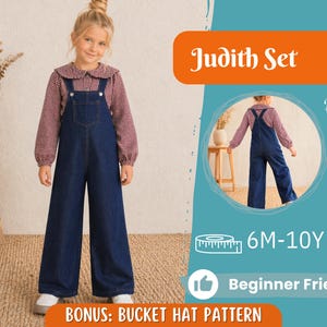 Mönster för overaller och blus för barn, toppmönster, barnmönster, PDF-mönster, nybörjarmönster, symönster för småbarn, jumpsuitmönster