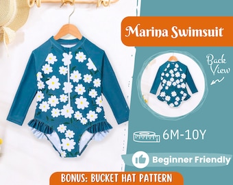 Patrón de costura para traje de baño para niños, Patrón de traje de baño, Patrón para niños, Patrón de body, Patrón para principiantes, Patrón de costura para bebés, Patrón en PDF