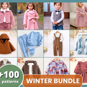 Sewing Patterns Bundle, Sewing Patterns, Kids Patterns, Winter Patterns, Children Pattern, Easy Pattern, Beginner Pattern, Coat Pattern