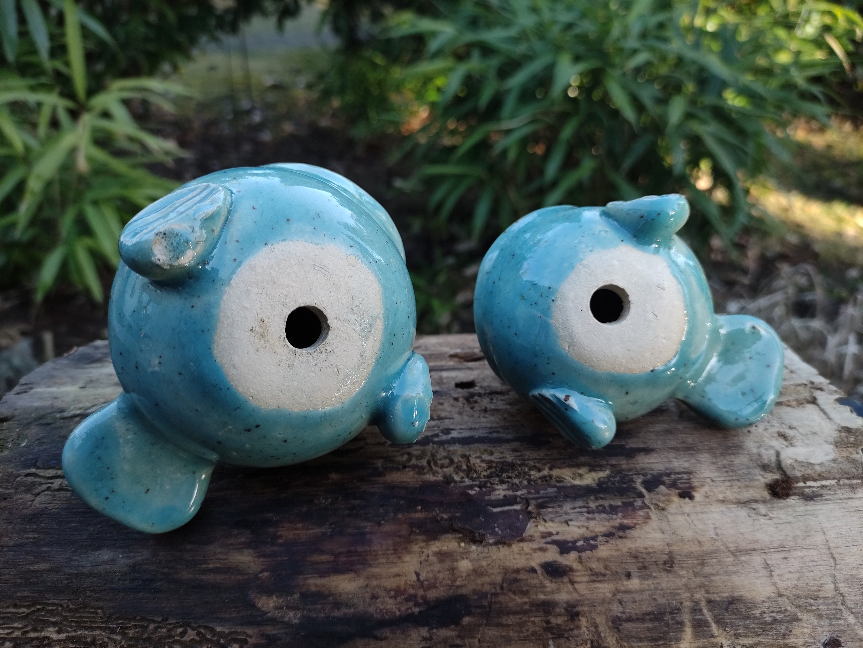 Two Whimsical Ceramic Pufferfish, Made to Order, Handcrafted, Garden Ceramics, Fish, Garden Stake, Frost-resistant