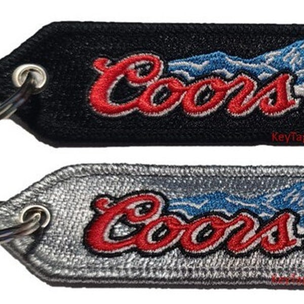 Beer Drinking Silver Bullet Colorado Rocky Mountain Coors Keychain key tag Highest Quality Double Sided Embroider Fabric, exclusive product