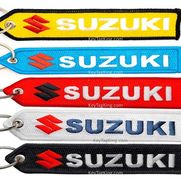 SUZUKI Motorcycle Off road street Jetski Embroidery Keychain key tag Highest Quality Double Sided Embroider Fabric, exclusive product